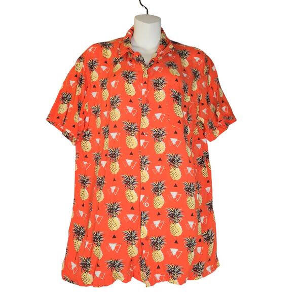VSTR Other - VSTR Mens Large Button Up Hawaiian Shirt Pineapples Lightweight Beach Vacation‎